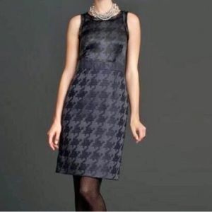 Mad men Banana Republic navy houndstooth silk and wool sheath dress size 2 EUC